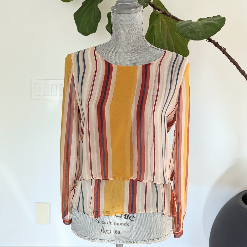 Anthropologie Striped Silk Blouse